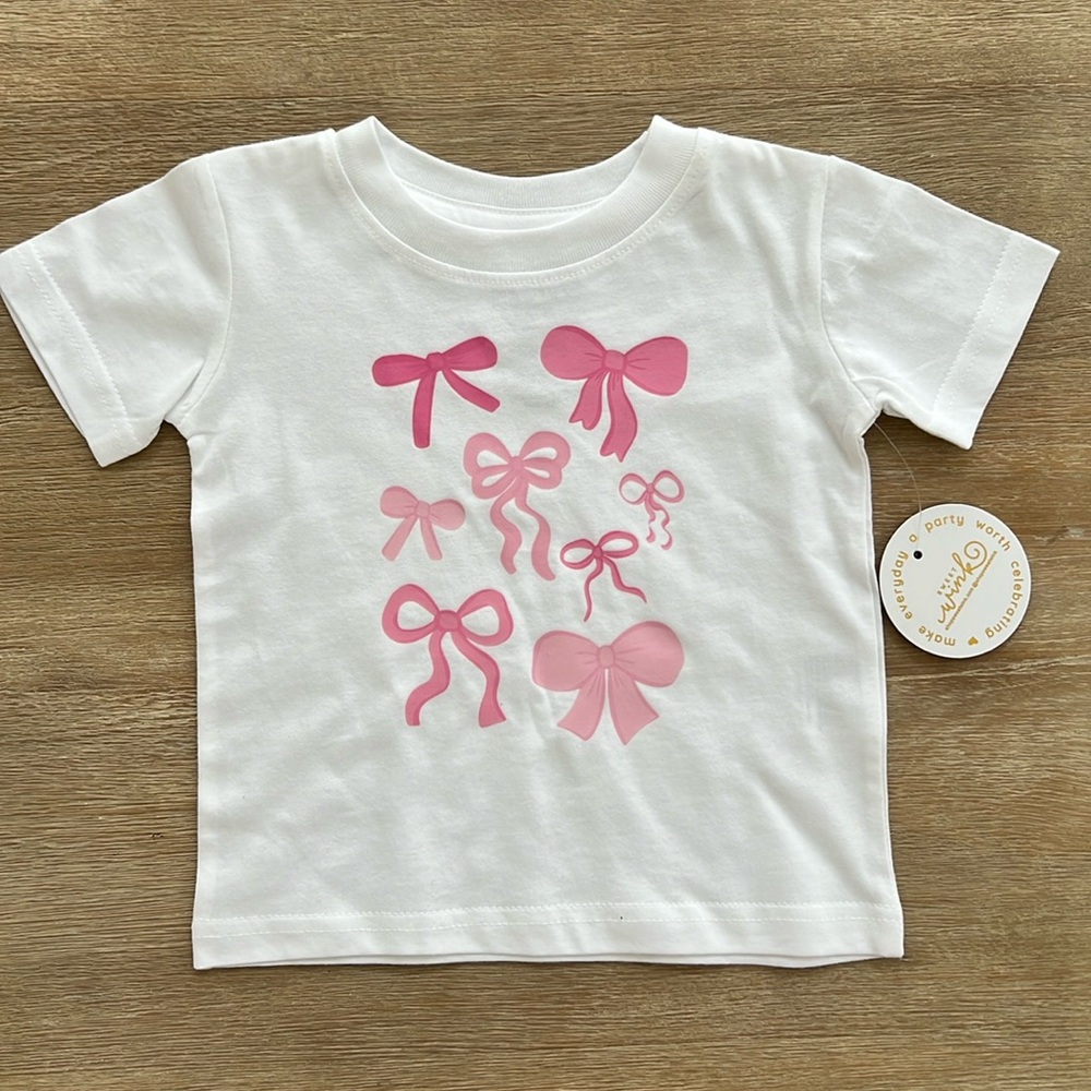 Sweet Wink Toddler Girl Bows Print Short Sleeve T-Shirt 12-18 months 2T 3T